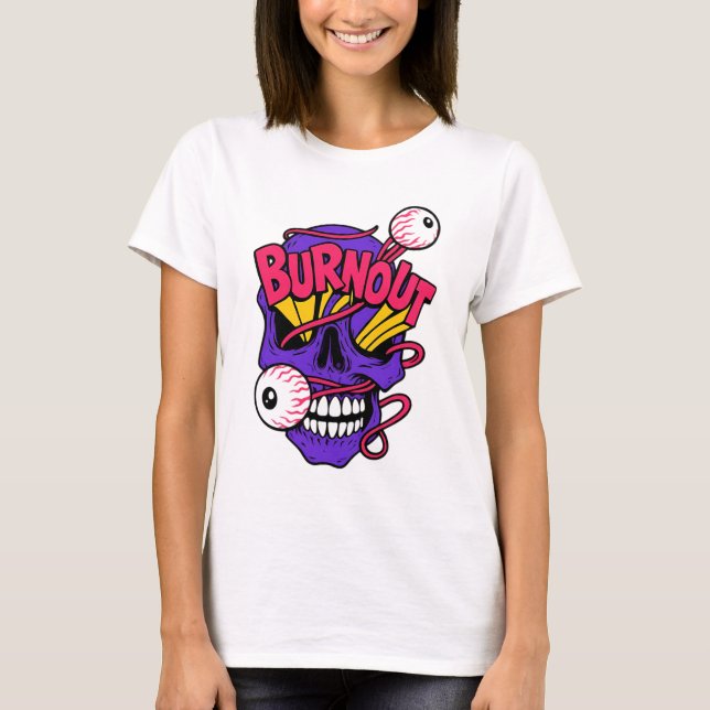 Camiseta Cráneo de arte con Burnout (Anverso)