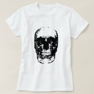 Camiseta Cráneo de arte pop blanco y negro