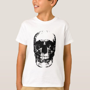 Camiseta Cráneo de arte pop blanco y negro