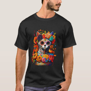 Camiseta Cráneo De Azúcar Cat De Los Muertos La Catrina Día