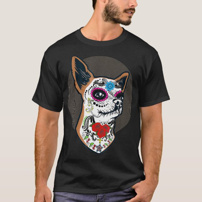 Camiseta Cráneo de azúcar Chihuahua Perro Calavera (Anverso)
