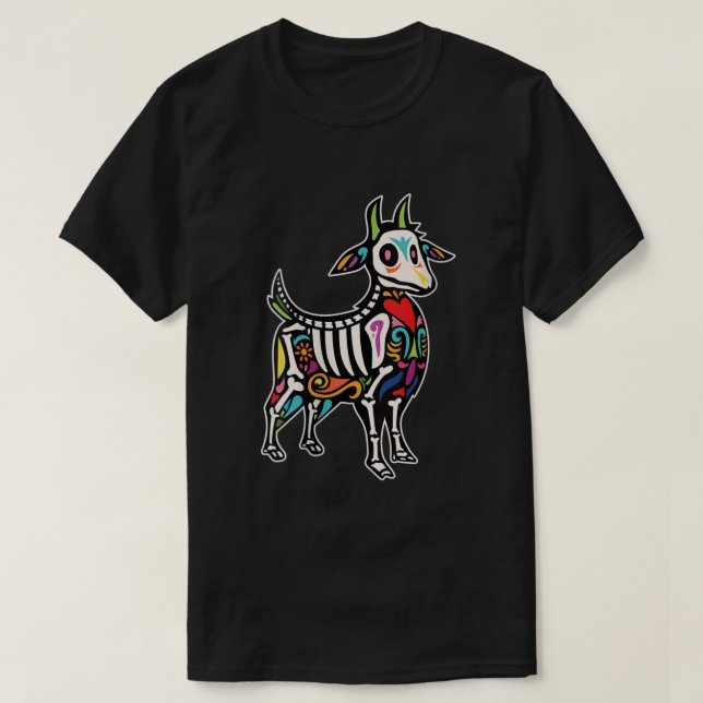 Camiseta Cráneo de azúcar de cabra Día de Muertos en México (Diseño del anverso)