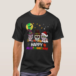 Camiseta Cráneo de azúcar Feliz Hallothanksmas Halloween Gr