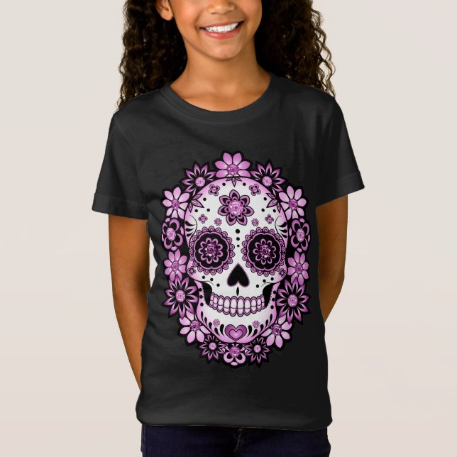Camiseta Cráneo de azúcar morado (Anverso)