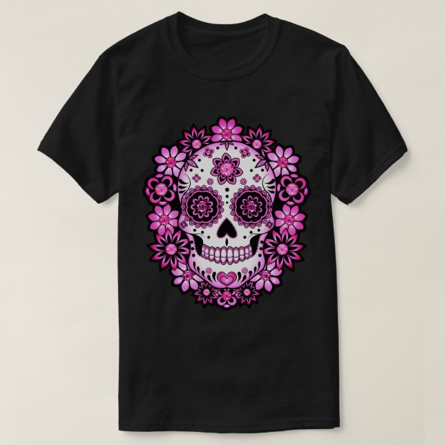 Camiseta Cráneo de azúcar morado (Diseño del anverso)
