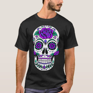 Camiseta Cráneo de azúcar morado Rosa