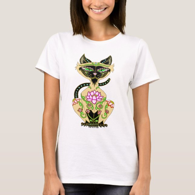 Camiseta Cráneo de azúcar para gato siamés (Anverso)
