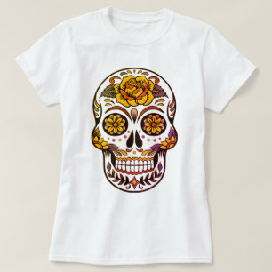 Camiseta Cráneo de azúcar rosa amarillo