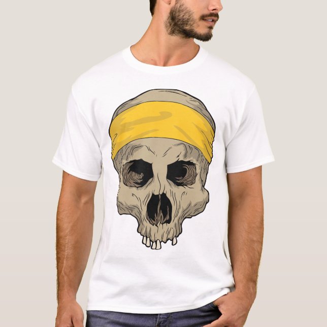 Camiseta Cráneo de bandana amarilla (Anverso)