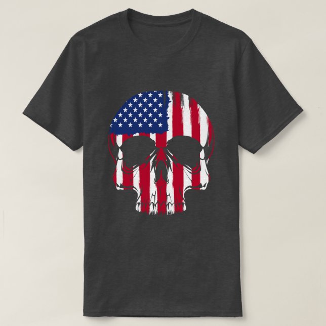 Camiseta Cráneo de Bandera Americana (Diseño del anverso)