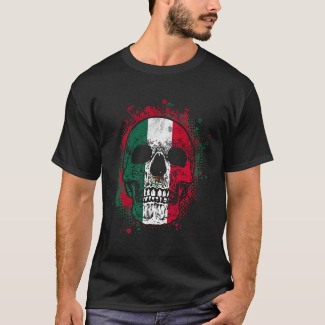 Camiseta Cráneo de Bandera Mexicana (Anverso)