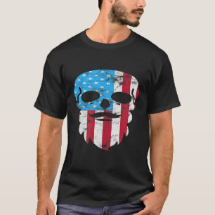 Camiseta Cráneo de barba patriótico Mustache 4 de julio