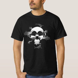 Camiseta Cráneo de buceo y diseño gráfico de tiburones