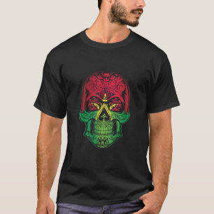 Camiseta Cráneo De Burkina Faso Y Bandera De Los Rosas