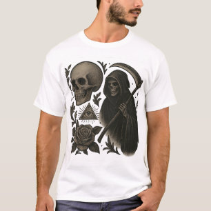 Camiseta Cráneo de Cabra Oculto con Pentagrama – Arte de Ta