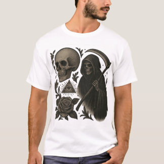Camiseta Cráneo de Cabra Oculto con Pentagrama – Arte de Ta