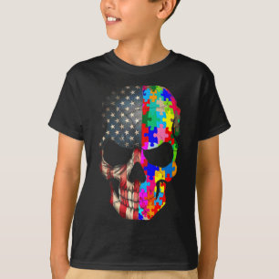 Camiseta Cráneo de concienciación sobre el autismo Piezas d