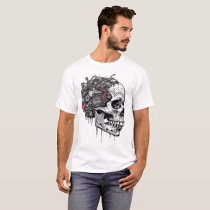 Camiseta Cráneo de Cyborg de Ciberpunk Biomecánico Motor