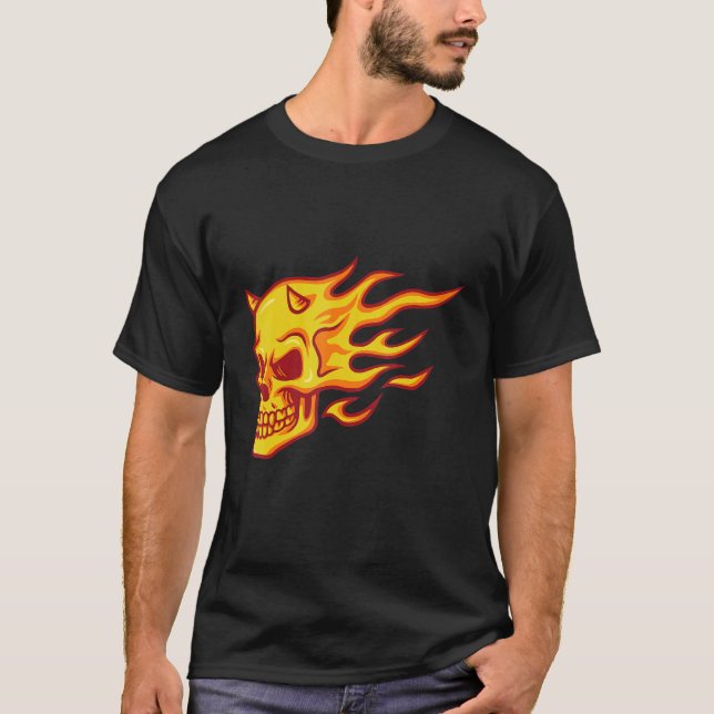 Camiseta Cráneo de Demon de Incendio de Cabeza de Punk Grun (Anverso)