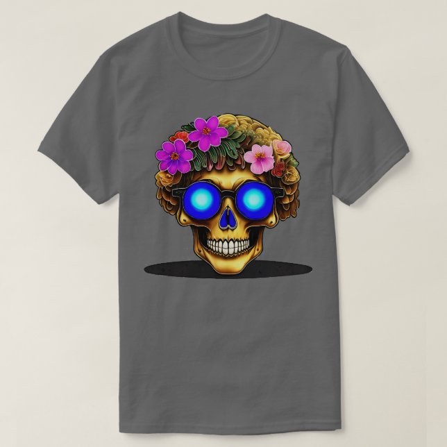 Camiseta Cráneo de Flor Dorada (Diseño del anverso)