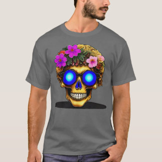 Camiseta Cráneo de Flor Dorada