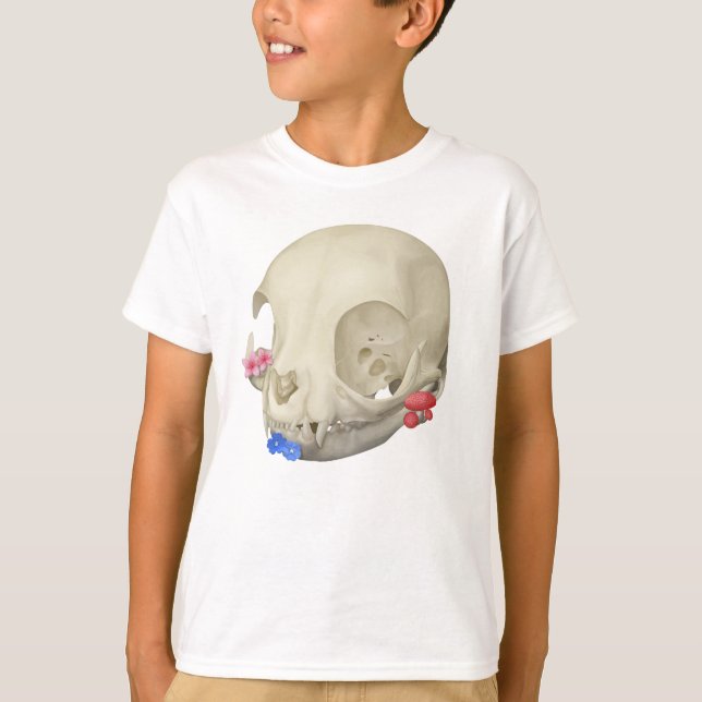Camiseta Cráneo De Gato Con Flora (Anverso)