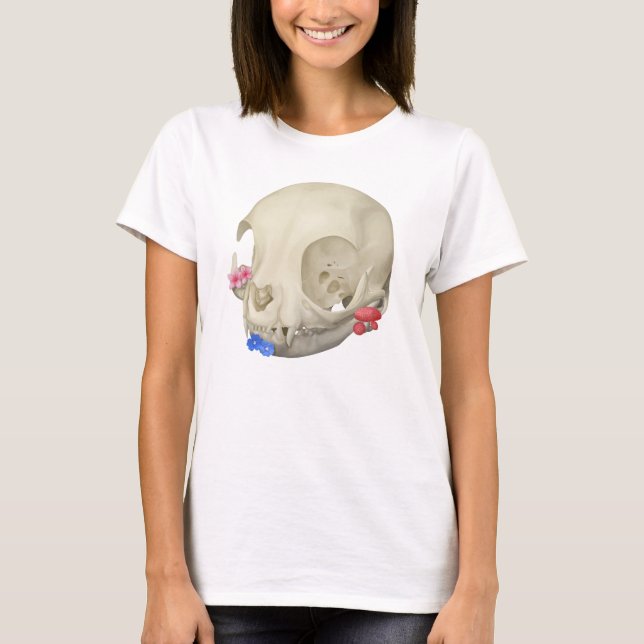 Camiseta Cráneo De Gato Con Flora (Anverso)