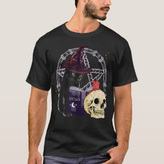 Camiseta Cráneo de gato de bruja de cuchara de cuchara de a