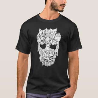 Camiseta Cráneo de Gato Gatito Esqueleto Disfraz de Hallowe