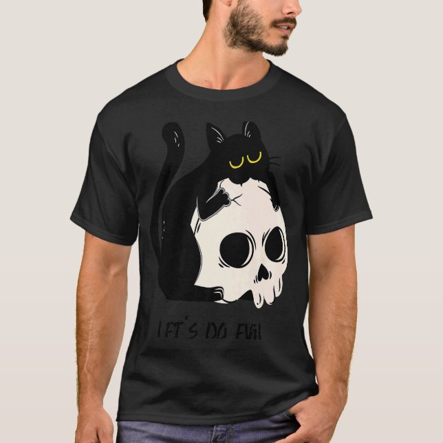 Camiseta Cráneo de gato negro lindo deja hacer mal Kitte má (Anverso)