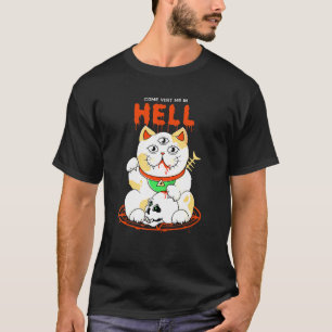 Camiseta Cráneo de gato Pentagram Satánico Gótico Brujería 