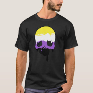 Camiseta Cráneo de goteo del orgullo no binario