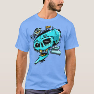 Camiseta Cráneo de Graffiti Azul
