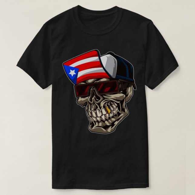 Camiseta Cráneo de Guay Puerto Rico con bandera de Cabo y B (Diseño del anverso)