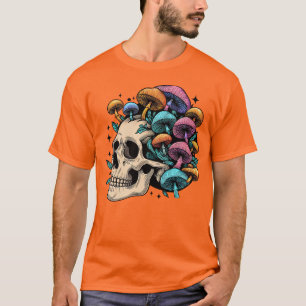 Camiseta Cráneo de hongos psicodélico de algodón