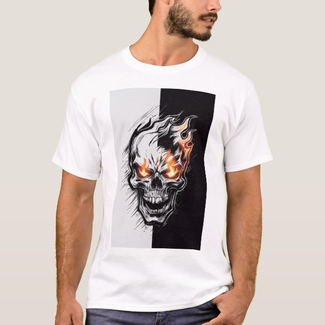Camiseta Cráneo de inflamación - Diseño gótico (Anverso)