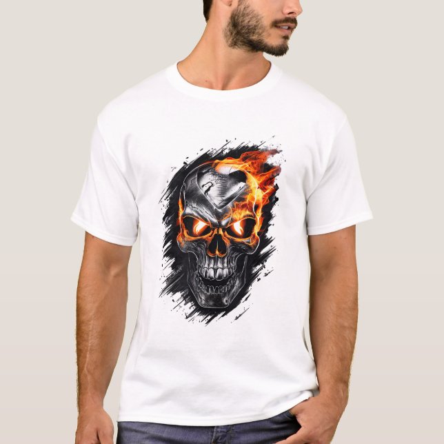 Camiseta Cráneo de inflamación metálica - Diseño gótico (Anverso)