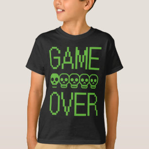 Camiseta Cráneo de jugador de píxeles Game Over Juego de vi