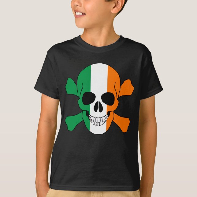 Camiseta Cráneo De La Bandera De Irlanda Y Camisas De Los C (Anverso)