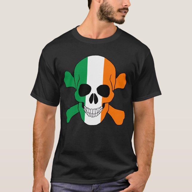 Camiseta Cráneo De La Bandera De Irlanda Y Camisas De Los C (Anverso)
