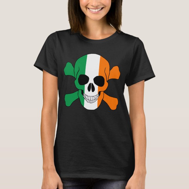 Camiseta Cráneo De La Bandera De Irlanda Y Camisas De Los C (Anverso)