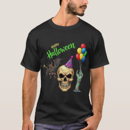 Camiseta Cráneo de la fiesta de Halloween, Bat & Zombie