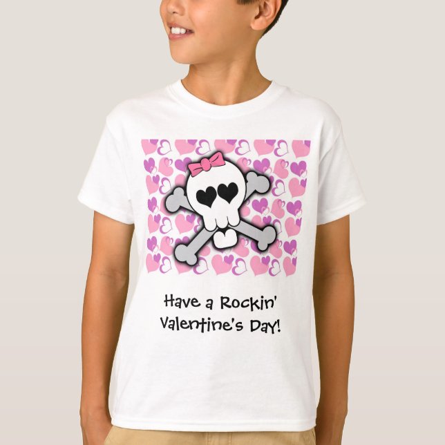 Camiseta Cráneo de la tarjeta del día de San Valentín de (Anverso)