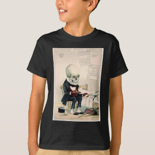 Camiseta cráneo de los 1900s, anuncio farmacéutico