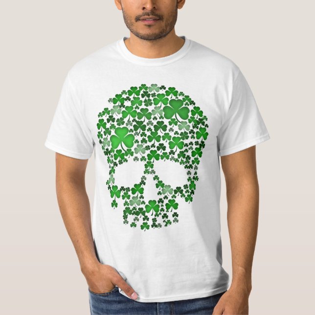 Camiseta Cráneo de los tréboles del día del St Patricks (Anverso)