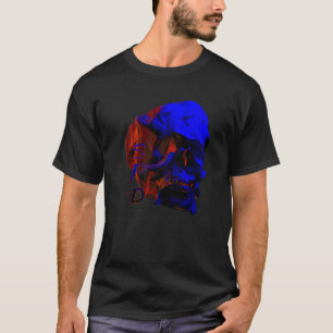 Camiseta Cráneo de Metamorfosis Glitch Azul