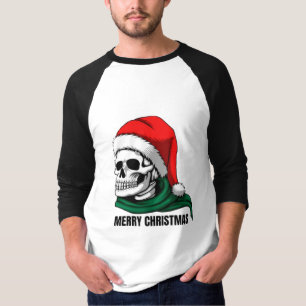 Camiseta Cráneo de Navidad Gótico con Sombrero de Santa – A