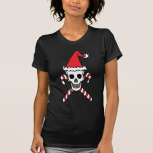 Camiseta Cráneo de navidades y Candy Cane Crossbone T-Shirt