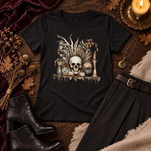 Camiseta Cráneo de Otoño Elegante – Estética Witchy de Otoñ