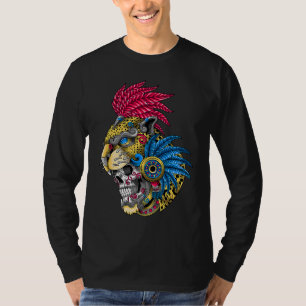 Camiseta Cráneo de pantera Huichol Calavera Mexicana Azteca